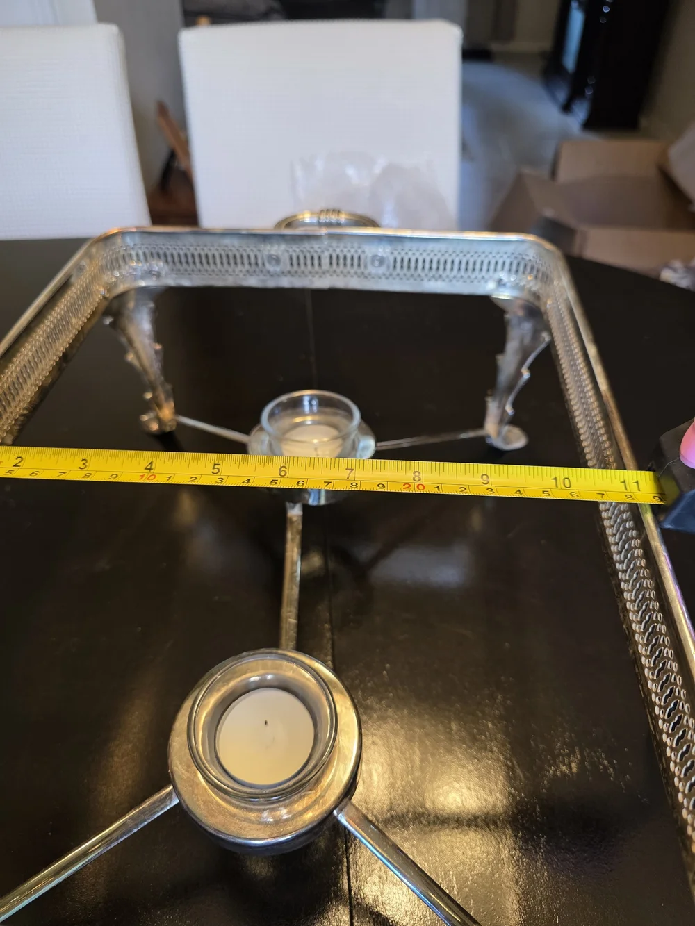 Source Unknown Silver Double Chafing Dish with Ornate Stand
